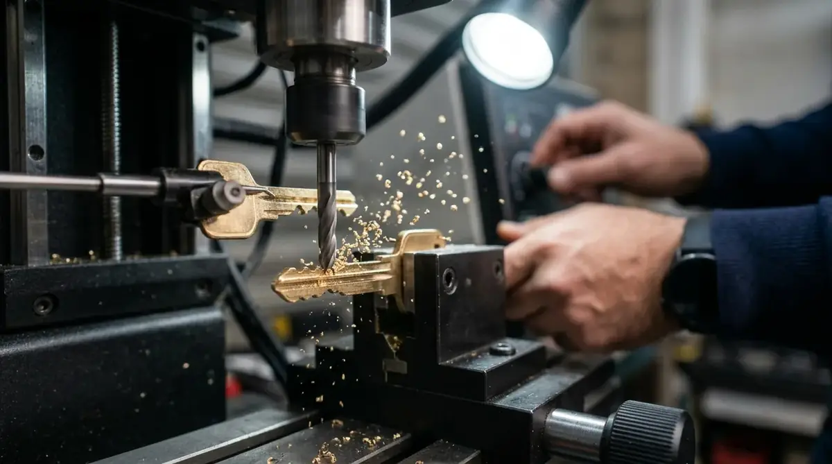 Precision key cutting at Al Tair Althahbi workshop